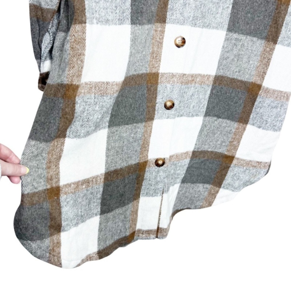 KatyDID Womens Plaid Shacket Long‎ Sleeve Button Down Oversized Shirt Jacket - Picture 7 of 16